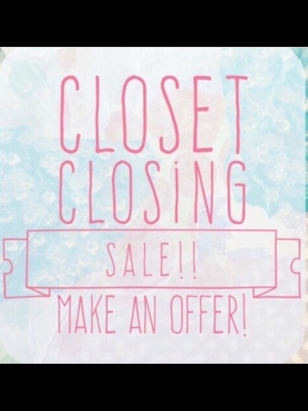 Closet Closing Sale Graphic - Pink Text on Pastel Background